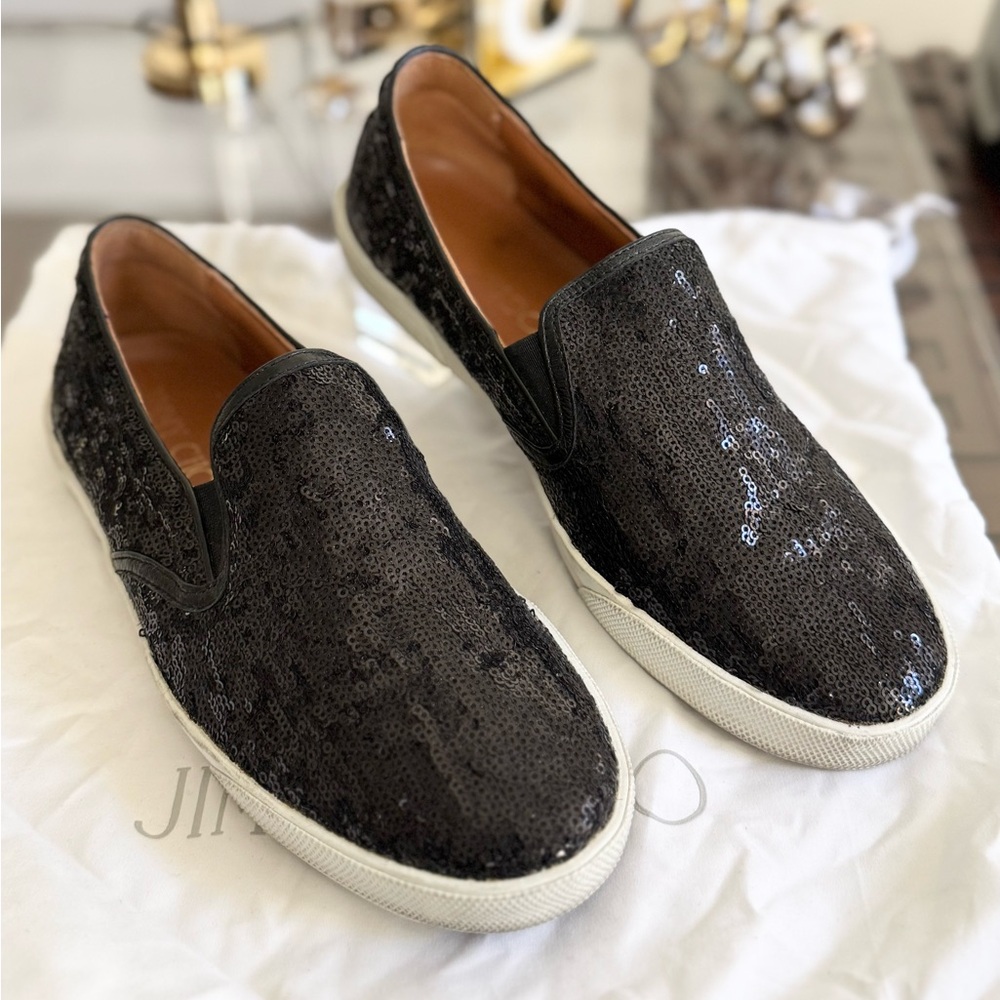 Jimmy Choo Black Sequin Slip On Sneakers - Women’s EU 39/US 9